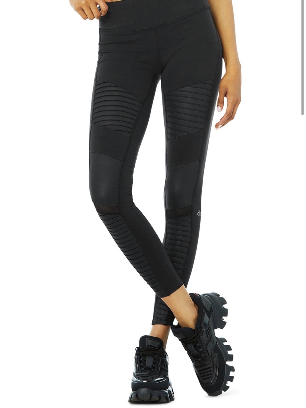 ALO Yoga Black High-Waist Moto-Panel Leggings